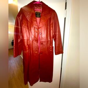 Women’s genuine leather trench coat Sz 8 /M - vintage